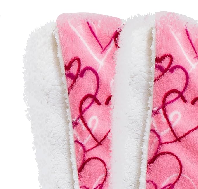 Elegant Comfort Luxury Valentine’s Day Sherpa Throw Blanket Ultra-Soft Cozy Velvet Pink Hearts Fleece Throw - Micromink Sherpa for Her, Wife, Girlfriend, Sherpa Reversible Blanket- Amara