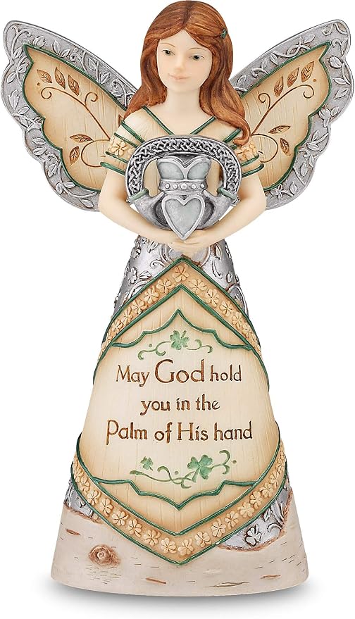 Elements Irish Blessing Angel Figurine by Pavilion, 6-Inch, Inscription May God Hold You in The Palm of His Hand