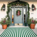 Green & White Striped Rug, 4' x 6' Indoor/Outdoor Area Rug for Front Porch, Entryway, Machine Washable Cotton Woven Welcome Door Mat