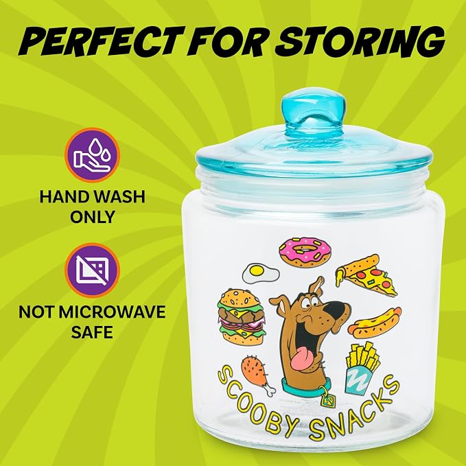 Silver Buffalo Scooby Doo Scooby Snacks, Glass Jar with Lid | Cookie Candy, Small Size