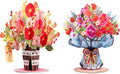 HugePop Flower Bouquet Pop Up Cards 2 Pack - Includes 1 Lovely Flower Vase and 1 Vibrance Flower Bouquet, Gift For Mothers Day, Birthday, Valentines Day, All Occasions - Jumbo 10" x 14" Card