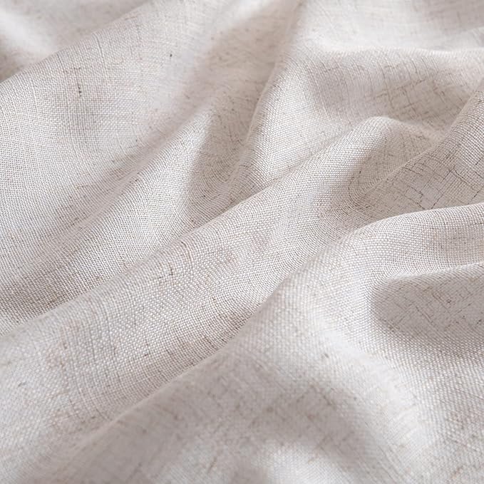 MIULEE Natural White Linen Curtains 98 Inch Length 2 Panels for Bedroom Living Room, Soft Thick Linen Textured Window Drapes Semi Sheer Light Filtering Back Tab Rod Pocket Burlap Look Decor
