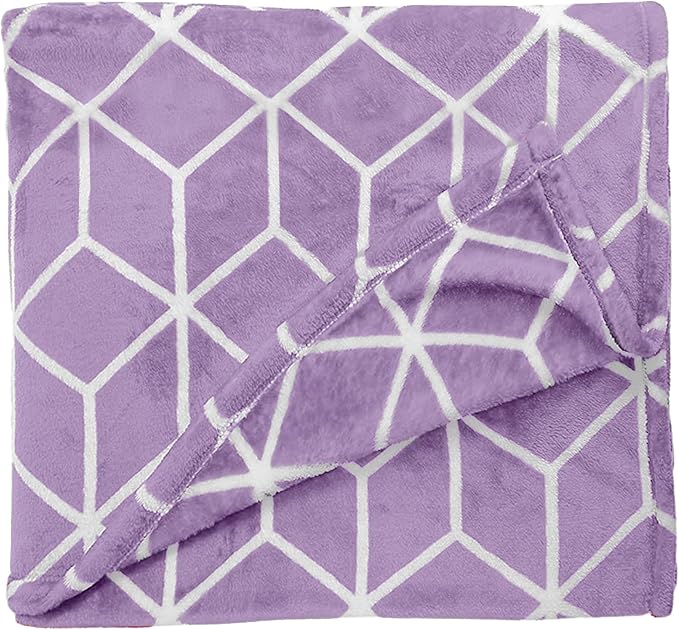Elegant Comfort Luxury Velvety-Soft Coral Flannel Blanket Micro-Velour Ultra-Softness Fuzzy Plush, , Full/Queen, Lavender
