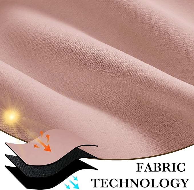 RYB HOME 100% Blackout Bathroom Curtains Over Sink 30 inches Long, Heat & UV Blocking Total Room Darkening Noise Reducing Curtains for Basement RV Campers, Peach Pink, 2 Panels Set