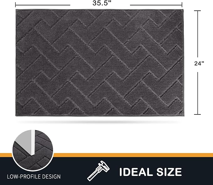 PURRUGS Dirt Trapping Door Mat 24" x 35.5", Non-Slip Machine Washable Entry Rug, Dog Doormat, Indoor Front Door Mat, Super Absorbent Entryway Rug for Muddy Shoes & Paws, Charcoal