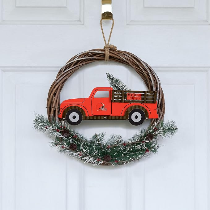 FOCO NFL Unisex-Adult NFL Team Logo Holiday Wreath with Truck