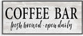 Rustic Coffee Bar Open Sign, 13 x 30 Inch Framed Giclée Print | Stupell Industries · By Lettered and Lined · Ready to hang once unboxed · Great for kitchen or coffee nook · Made in USA