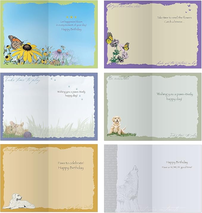 Advice From Nature Friends Family Greeting Card Set Birthday, 12 Pack | Animal Birth Day and Friendship Cards, Printed in the USA on Replanted Cardstock