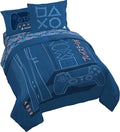 Jay Franco Kids Bed Set, Blue, PlayStation, 7 Piece Queen | Cozy Soft Bedding for Stylish Room Décor with Comforter, Sheets & Pillow Covers