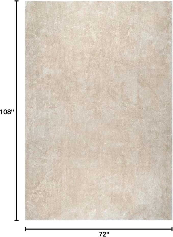 nuLOOM Loni Cream Solid Washable Area Rug, 6' x 9'