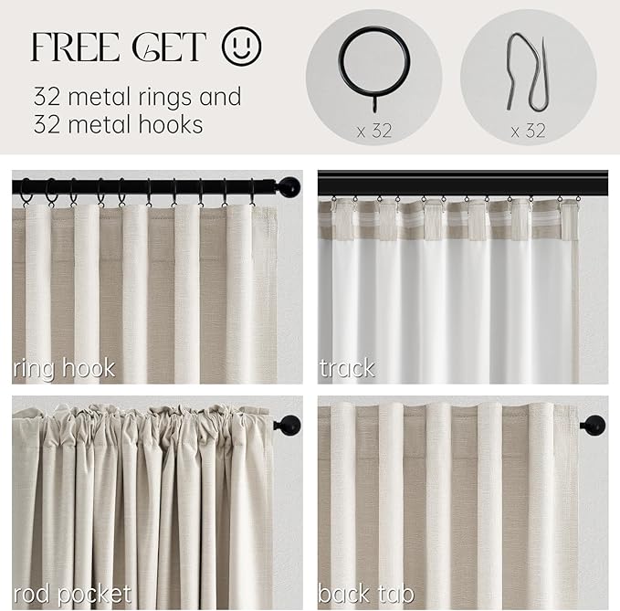 Topfinel 100 Inch Long Black Out Custom Drapery Panels, Cream White Blackout Off-White Curtains, Nursery Kids Heat Blocking Sound Block Tab Top Rod Pocket Curtains for Patio Bay Window Winter