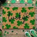 Ceenna St. Patrick's Day Coir Doormat Outdoor Shamrock Lucky Welcome Door Mat Green Clover Non-Slip Rug St. Patrick's Day Front Door Porch Entryway Decor for Indoor Outdoor Home Bathroom Decor