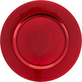 SARO LIFESTYLE Decorative Charger Plates, 13” Round Plastic Charger Plates, Set of 4 – Elegant Table Décor for Events, Weddings & Home Dining, Red