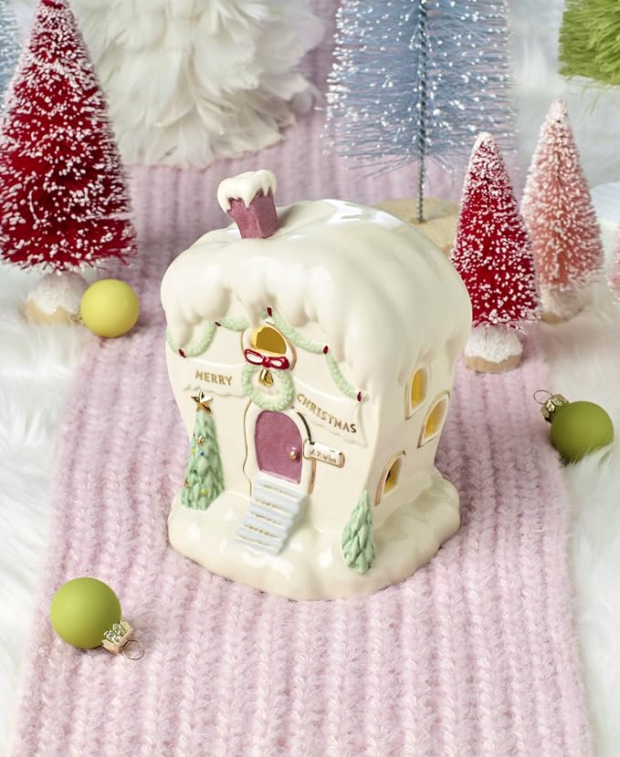 Lenox Dr. Seuss Who-Ville House of J.P. Who Christmas Figurine | porcelain with 24k gold accents | 5.75 x 4.25 x 4 inch size | collectible gift for grinch fans | 5.75 inch