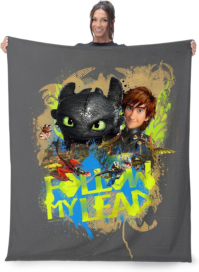 Northwest How to Train Your Dragon Follow My Lead Silk Touch Throw Blanket 40x50 inches