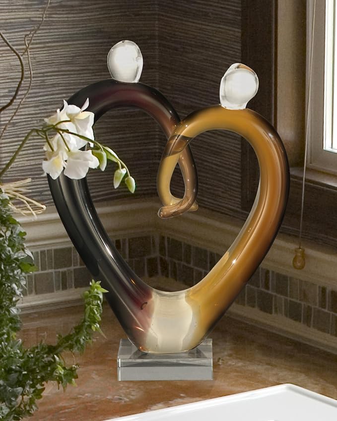 Dale Tiffany AS11112 Art Glass Hearts Sculpture, Multicolor, 11.00x7.75x7.75