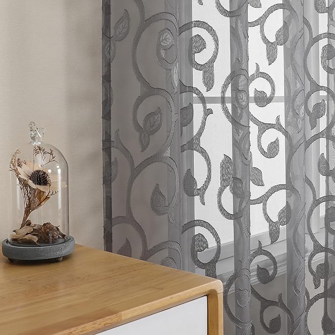 OWENIE Furman Sheer Curtains Tiers 36 inch Length, Lightweight Soft Airy Solid - Image 2