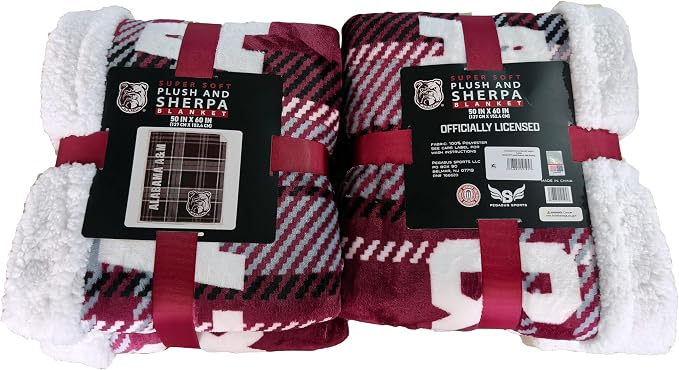 NCAA Alabama A&M Bulldogs Playmaker Plaid Ultra Cozy Sherpa Throw