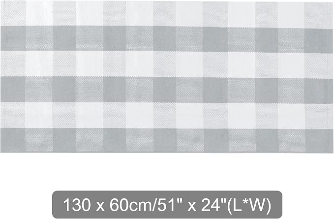 uxcell Buffalo Check Rug,Plaid Outdoor Rug,Layered Door Mat,Cotton Gingham Rugs,Floor Mat for Front Porch/Runner/Bedroom/Kitchen/Farmhouse 51"x24" Gray & White