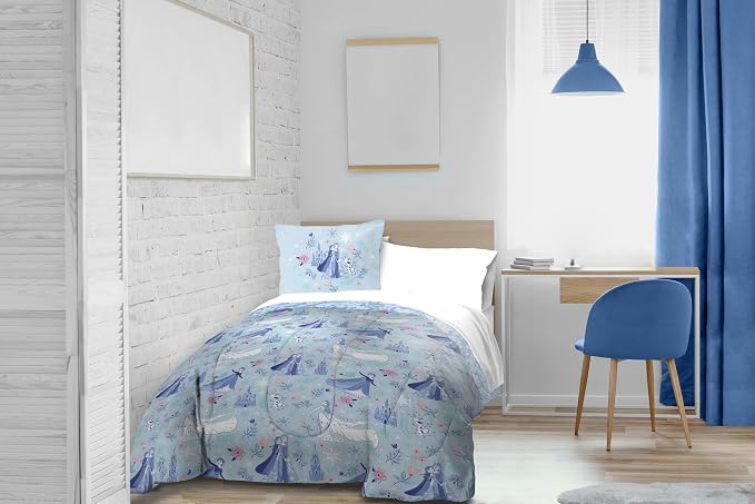 Jay Franco Kids Duvet Cover Set with Sham & Pillowcase – Ultra-Soft Bedding for Room Decor, Cover ONLY Comforter NOT Included, Blue - Frozen, 3 Piece King