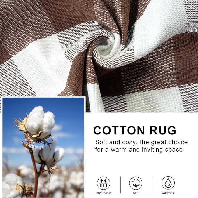Collive 3x5 Buffalo Plaid Checkered Outdoor Rug, Fall Autumn Decor Door Mat, Coffee and White Washable Front Doormat Outside Entrance, Layered Welcome Mat Porch Area Rugs for Entryway Patio