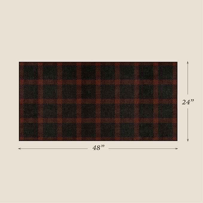 2x4 Entryway Door Mat Indoor – Washable Non Slip Small Rug for Front Door, Kitchen Sink, Mudroom, Garage Entry, Low Profile Easy Clean Farmhouse Plaid Floor Mat