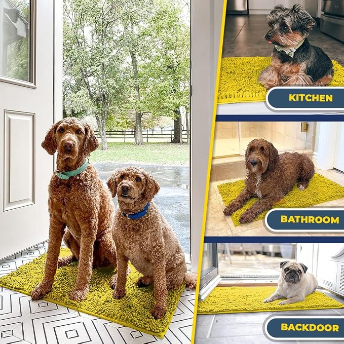 Muddy Mat® | Super Water Absorbent Door Mat Indoor, Microfiber Quick Dry Chenille Entryway Rug,Slip Resistant Front Door Mat,Indoor Mats for Entryway,Machine Washable Pet Rug, Lemon Yellow 20" x 30"