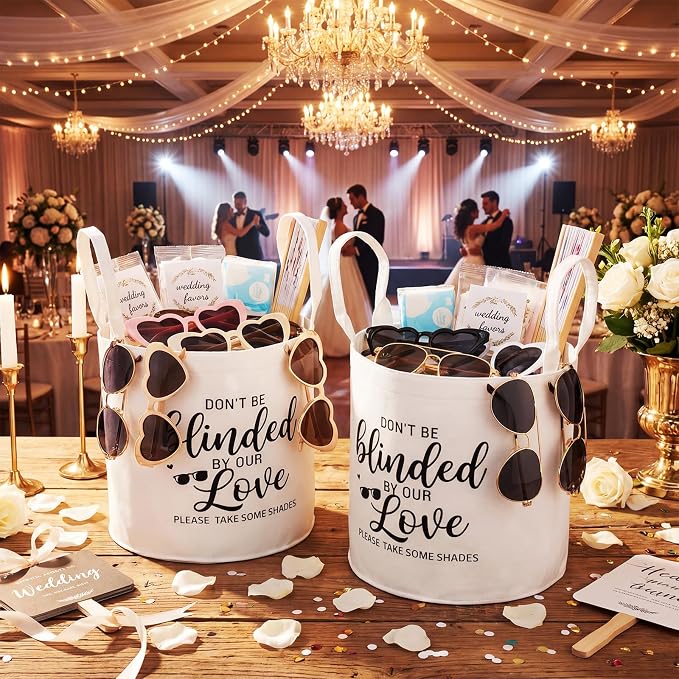 Yungyan 2 Pcs Wedding Baskets with Handles 12 Inch Felt Sunglasses Holder Basket for Wedding Welcome Table Ceremony Favor Display Bridal Shower Reception Decorations