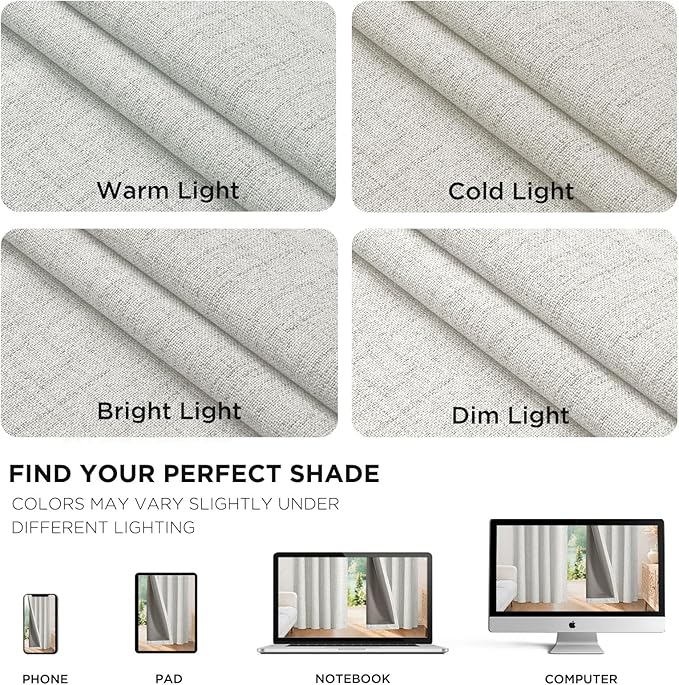 Joydeco Blackout Curtains for Bedroom - 84 Inch Long 100% Light Blocking 2 Panels Set White Drapes, Thermal Insulated Room Darkening Curtains, Linen Textured for Living Room, Rod Pocket & Back Tabs
