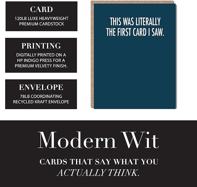 Happy Birthday Card - Single 4.25 X 5.5 Greeting Card With Envelope, Blank Inside, Funny Cards For Men And Women, This Was Literally The First Card I Saw