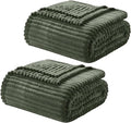 Nestl Green Throw Blanket for Couch - Cozy Warm Fuzzy Blankets for Women, Set of 2 Small Fleece Throws for Girls - Olive Green, 50 x 60 Inches