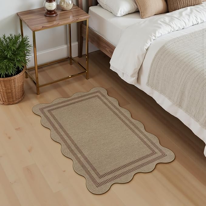 Easy Jute Outdoor Mats for Front Door, 2x3 Small Washable Kitchen Rugs, Farmhouse Brown Throw Rug Non Slip Indoor Outdoor Carpet for Entryway Porch Foyer