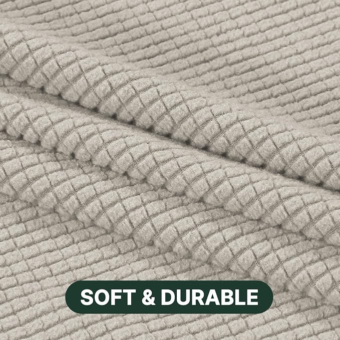 H.VERSAILTEX Stretch T Cushion Chair Sofa Slipcover T Cushion Covers for Living Room Armchair Couch Cover T Cushion Slipcover Seat Cover with Elastic Bands Thicker Jacquard Fabric, Island Fossi