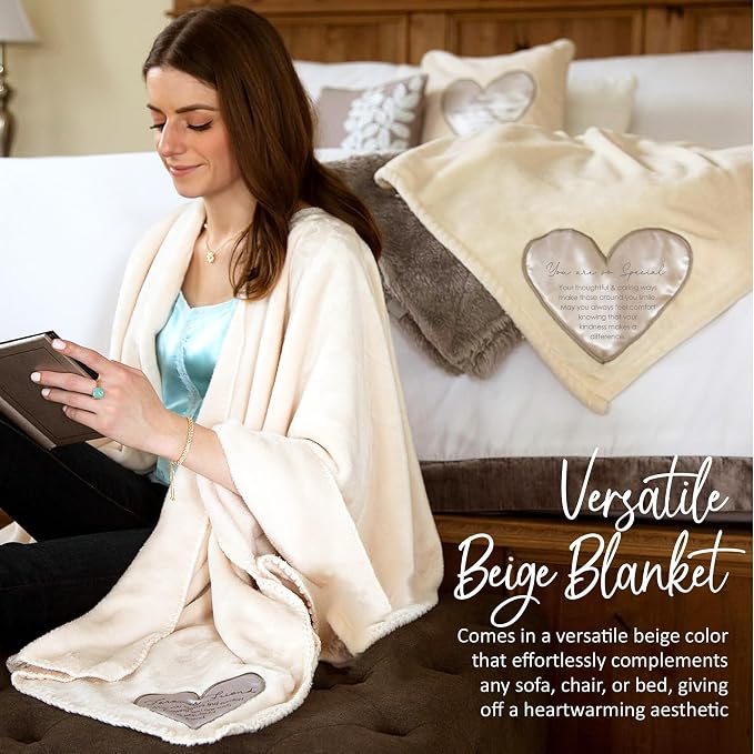 Pavilion Gift Company 19500 Comfort Blanket - You are So Special Thick Warm 320 GSM Royal Plush Throw Blanket, Beige