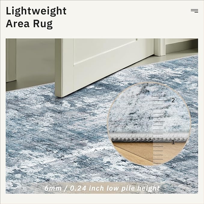 Runner Rug 2'x6' Abstract Washable Non-Slip Runner Rugs for Kitchen Bathroom Laundry Room Blue Vintage Floor Carpet Runners for Hallway Entryway