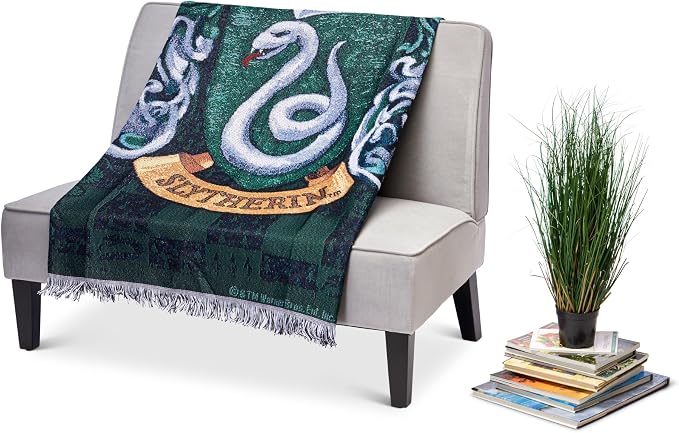 Northwest Harry Potter Woven Tapestry Throw Blanket, Designer Home Décor, Modern, Unique Gift, 48" x 60", Slytherin Shield