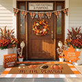 Moucuny 2 Pcs Fall Football Coir Doormat Outdoor, Tis The Season Welcome Coir Doormat 16 x 47, Layered Orange White Plaid Rug 22 x 56, Non-Slip Backing, Fall Autumn Porch Entryway Patio Decor