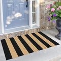 KILOCOCO Striped Rug 2.3'x3.6' Indoor Outdoor Rugs Front Door Mat, Brown | Cotton Washable Striped Front Porch Rug, Woven Layered Doormats, Welcome Mat for Entryway, Low Pile Kitchen Rugs