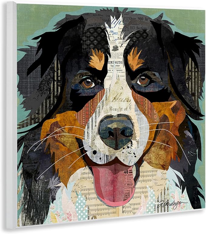 Bernese Mountain Dog Collage, 12 x 12 Inch Mounted Print on Wall Plaque | Stupell Industries · By Traci Anderson · Ready to hang · Great for pet lovers · Made in USA