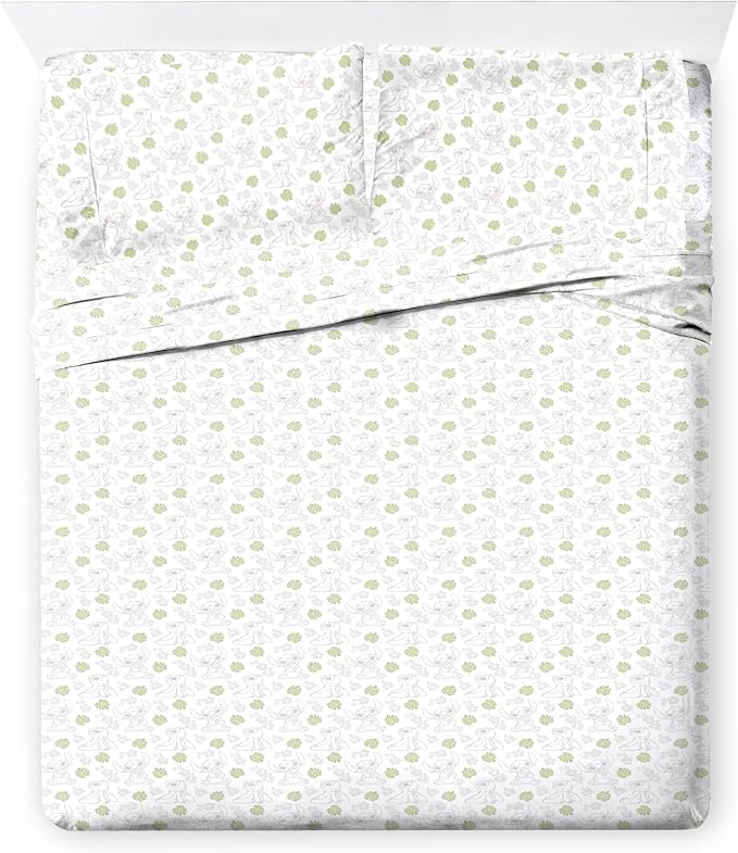 Disney Lilo and Stitch Full Size Comforter Set 7 Piece Bedding, Beige | Bed in a Bag, Comforter Sheets Shams Pillowcases, Official Product, Soft Microfiber, Machine Washable, Girls Gift