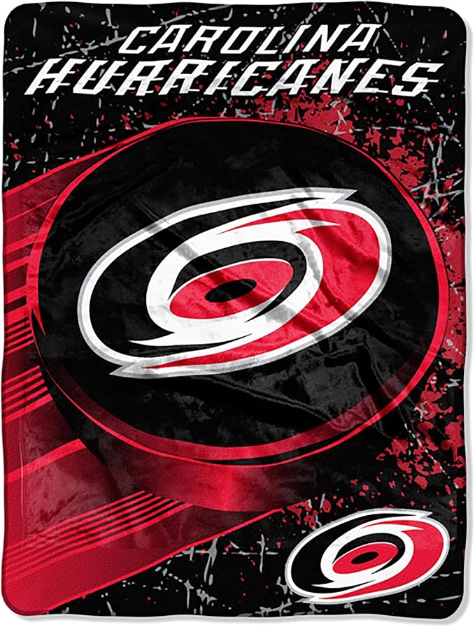Northwest NHL Carolina Hurricanes Unisex-Adult Micro Raschel Throw Blanket, 46" x 60", Ice Dash