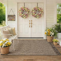 Collive 3' x 5' Indoor Outdoor Rug, Modern Farmhouse Entryway Rug Boho Porch Rugs, Natural/Black Hand-Woven Washable Kitchen Mats Front Door Mat for Patio Bedside Nursery Decor