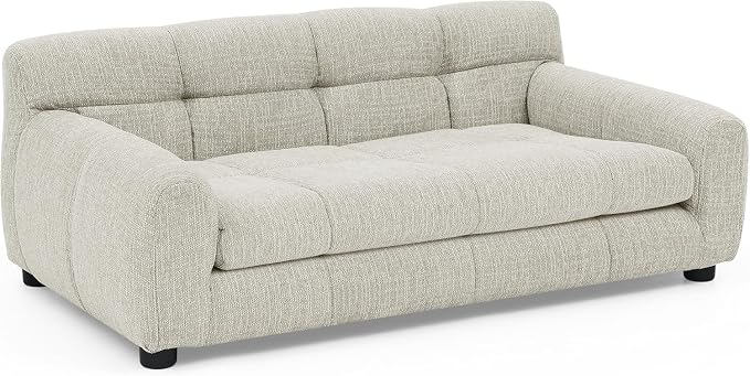 Dog Couch Bed, 38" Sofa for Dogs with Backrest and Armrest, Durable Pet Sofa with Soft Foam Cushion, Elevated Dog Couch Bed with Legs for Medium Dogs, Beige