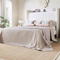 Allewie Full Size Platform Bed Frame with USB Charging Station and Storage Shelf/Upholstered Velvet Wingback Headboard/Wooden Slats Support/No Box Spring Needed/Easy Assembly, White