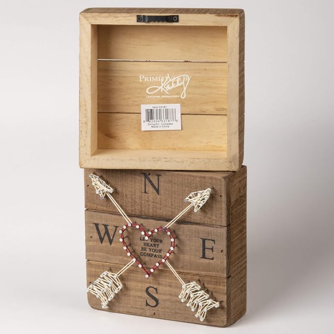 Primitives by Kathy Distressed Wood Slat Sign - 'Let Your Hearth' with Hand-Strung Heart, Wall Art & Desk Decor for Home