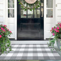 IOHOUZE Buffalo Plaid Checkered Rug 27.5" X 43" Front Door Mats, Washable Area Rugs for Front Porch Decor, Spring Summer Welcome Mats Outdoor, Gray White Rug for Farmhouse/Entryway/Home Entrance
