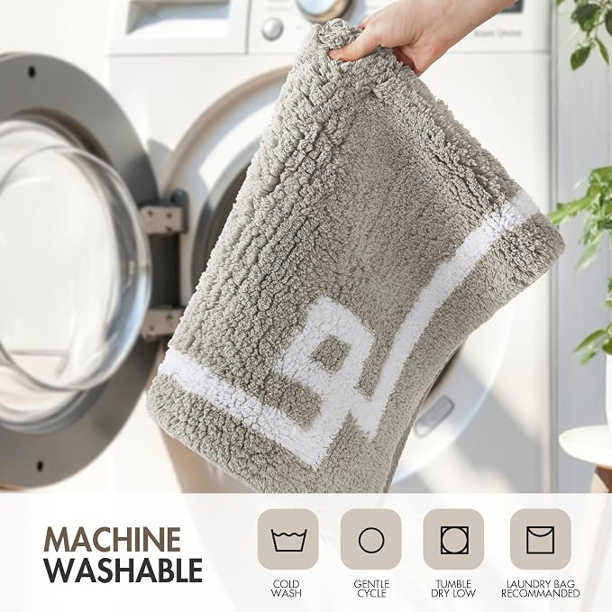 Madison Park Evan 100% Cotton Bath Rug Plush Absorbent, 20" x 30", Grey | Non-slip Backing, OEKO TEX, Luxurious Tufted Plush Bath Mat for Bathroom, Quick Dry, Spa Design Decorative for Shower Room
