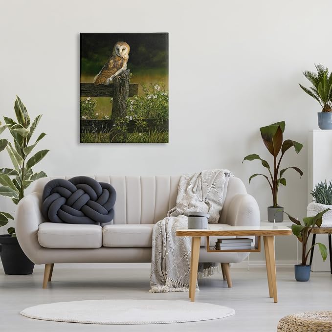 Stupell Industries Barn Owl Fence Woodland, 30 x 40 Inch Canvas Wall Art | Stupell Industries · By Karla Mann · Ready to hang · Perfect for farmhouse decor · Made in USA