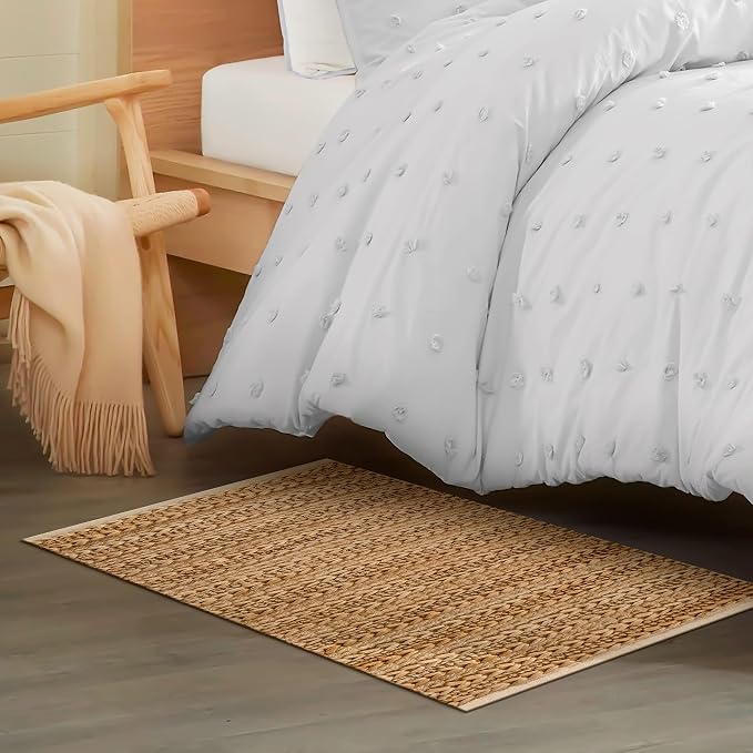 THE BEER VALLEY Jute Patsan Kitchen Rug 2x3 Feet - Natural | Accent Soft Thick Twist Door Mat for Entryway, Easy Clean Outdoor Hand Woven Small Rugs