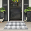 Buffalo Plaid Outdoor Rug 2x3 Cotton Woven Rug Grey and White Checkered Rug Washable Front Porch Fall Layered Door Mats Carpet for Indoor Outdoor Entryway Farmhouse Decor Area Rug